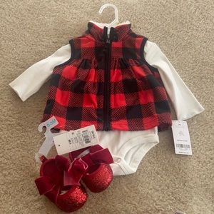 NWT Buffalo check 0-3 m baby girl outfit & shoes